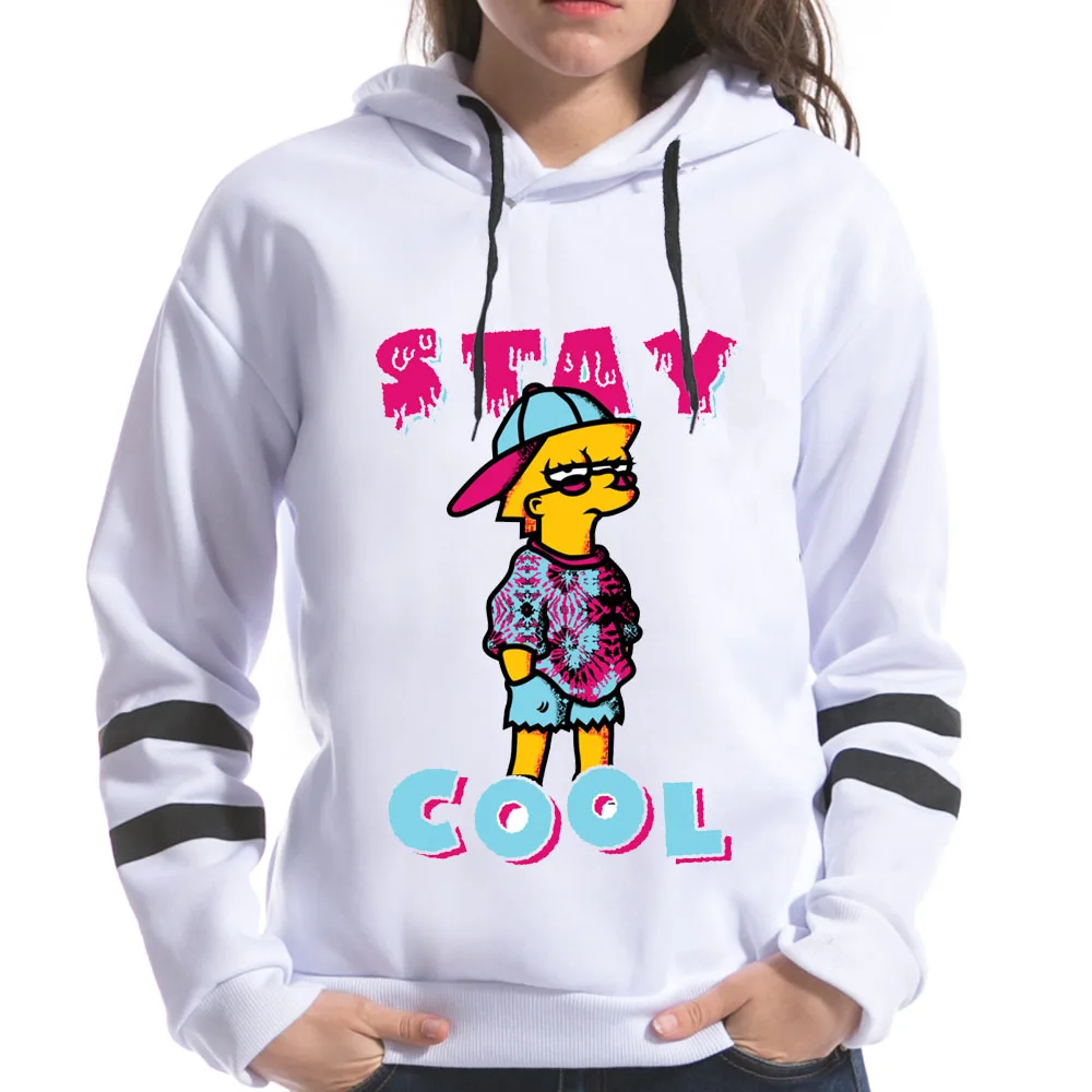 

2019 Spring Women Hoodies Simpson Print Hip Hop Sweatshirts Harajuku Female Long Sleeve Simpsons Hooded