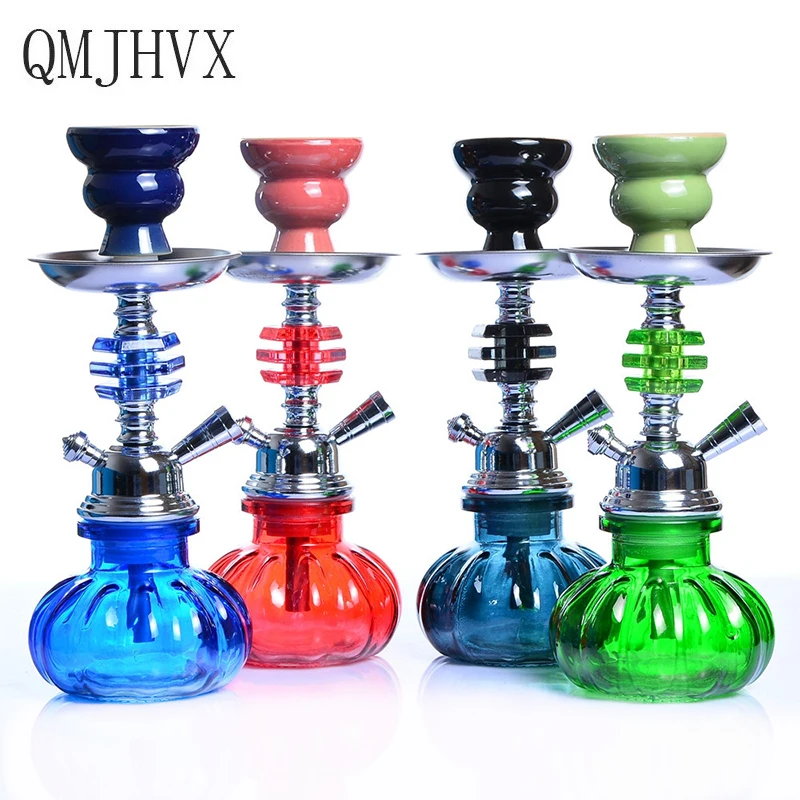 QMJHVX Arab Acrylic Hookah Set, Small Glass Double Hookah Portable