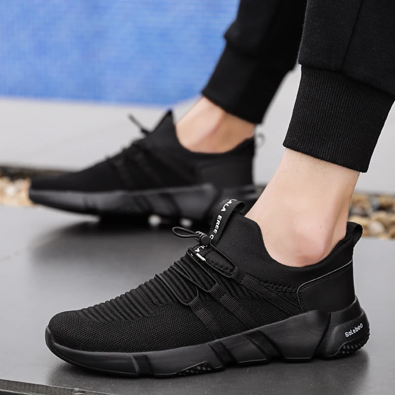 

HOMASS Breathable Running Shoes Men Super Light Non-slip Walking Sneakers Male Outdoor Athletic Shoes Black/White/Grey Trainers