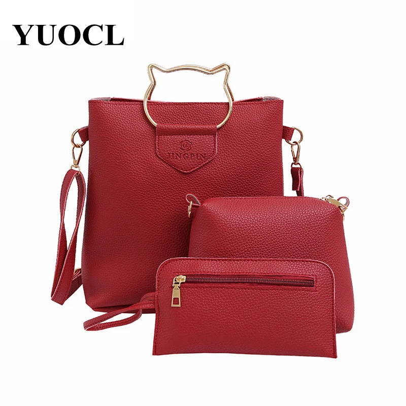

2018 crossbody bags for women leather handbags luxury handbags women bags designer 3 Pcs/Set Composite shoulder Bag sac a main