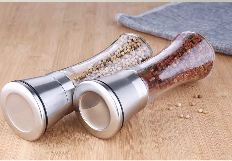 

Vinipiak New 2 Pcs/Lot Salt And Pepper Grinder Manual Adjustable Thickness Pepper Mill Kitchen Spice Grinder Ceramic Mill