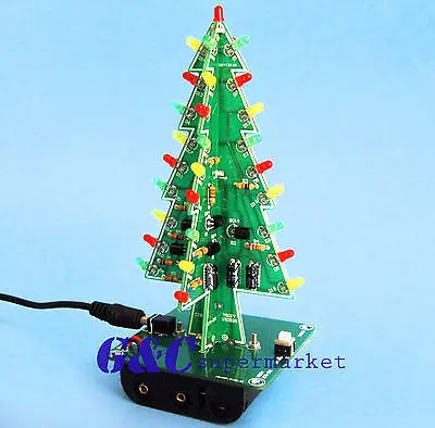 

2PCS Christmas Trees LED DIY Kit Red Green Flashing LED