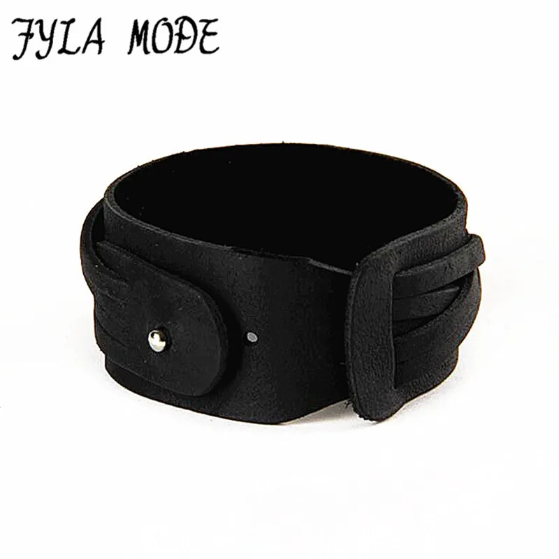 

Fyla Mode Black Brown Men's Braided Leather Rope Woven 2X Wrap Surfer Cuff Bracelet Punk Genuine Leather Bracelets & Bangles