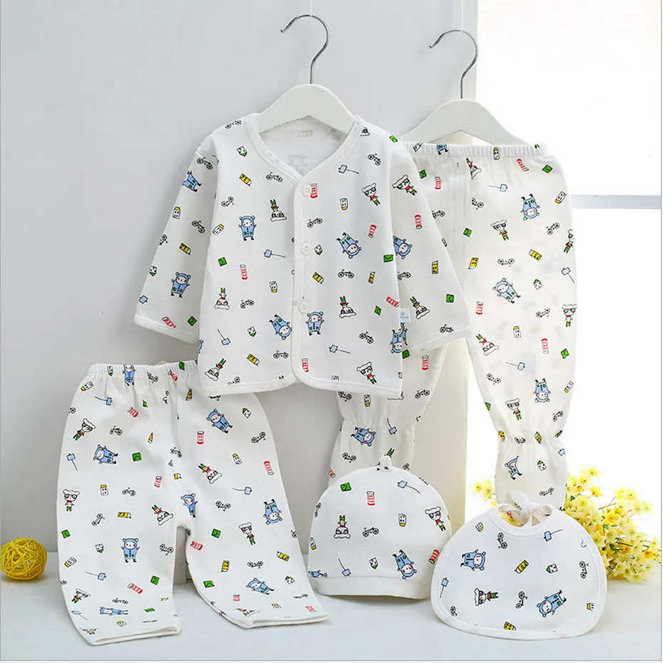 

2016 New Newborn Baby Underwear Suits Clothing Set For Spring & Autumn 100% Cotton 5 Pieces Infant Clothes Set High Quality