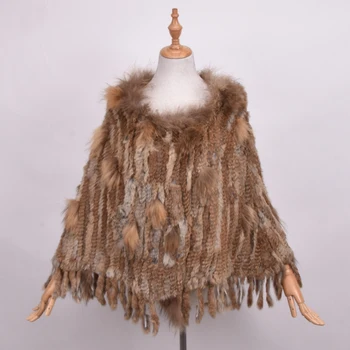 

Real Rex Rabbit Fur knitting Neck Warmer Scarves Shawl Poncho Stole