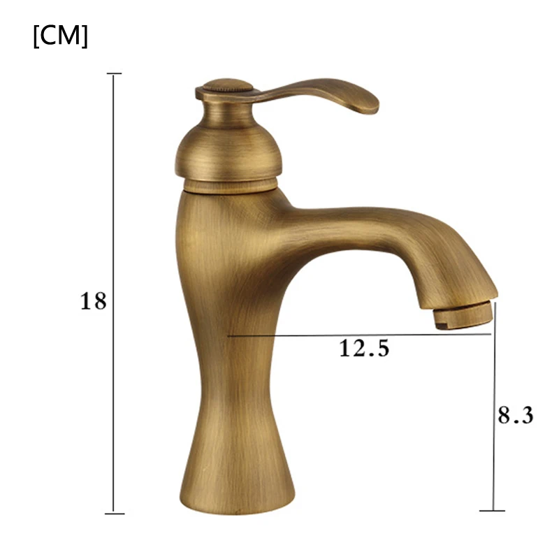 Короткий стиль ретро; Античная латунь Ванная раковина кран горячей и холодной воды смесителя одно отверстие