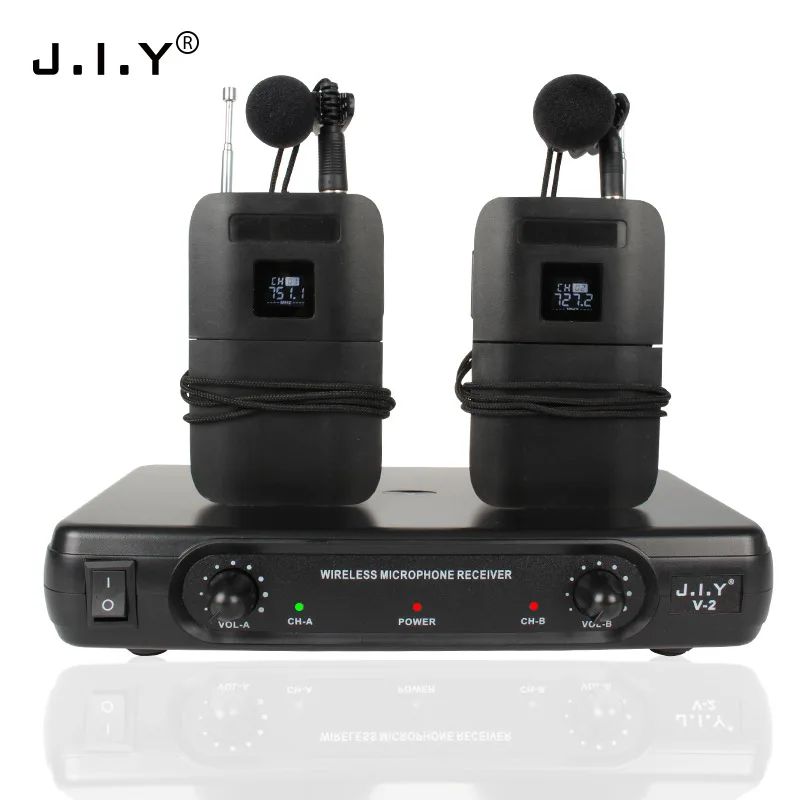 V2 clip microphone, dual lavalier wireless microphone VHF collar home