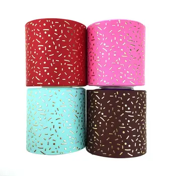 

3" 75mm dots foil gold printed with solid grosgrain ribbon , very soft to make big bow
