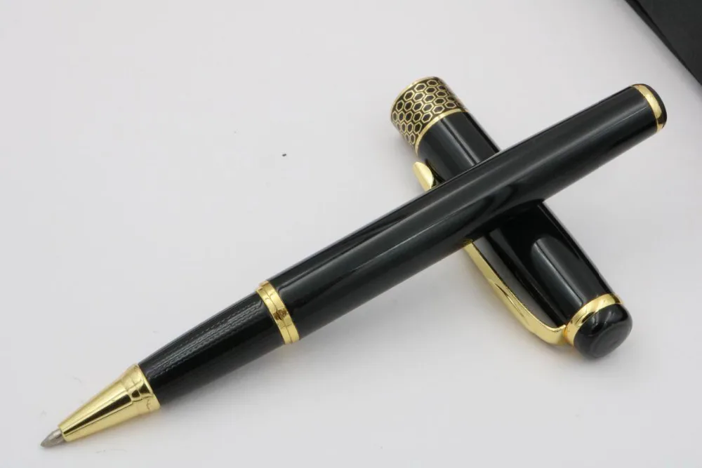 

baoer metal 68 SHINY BLACK GOLDen TRIM NEW Rollerball pen