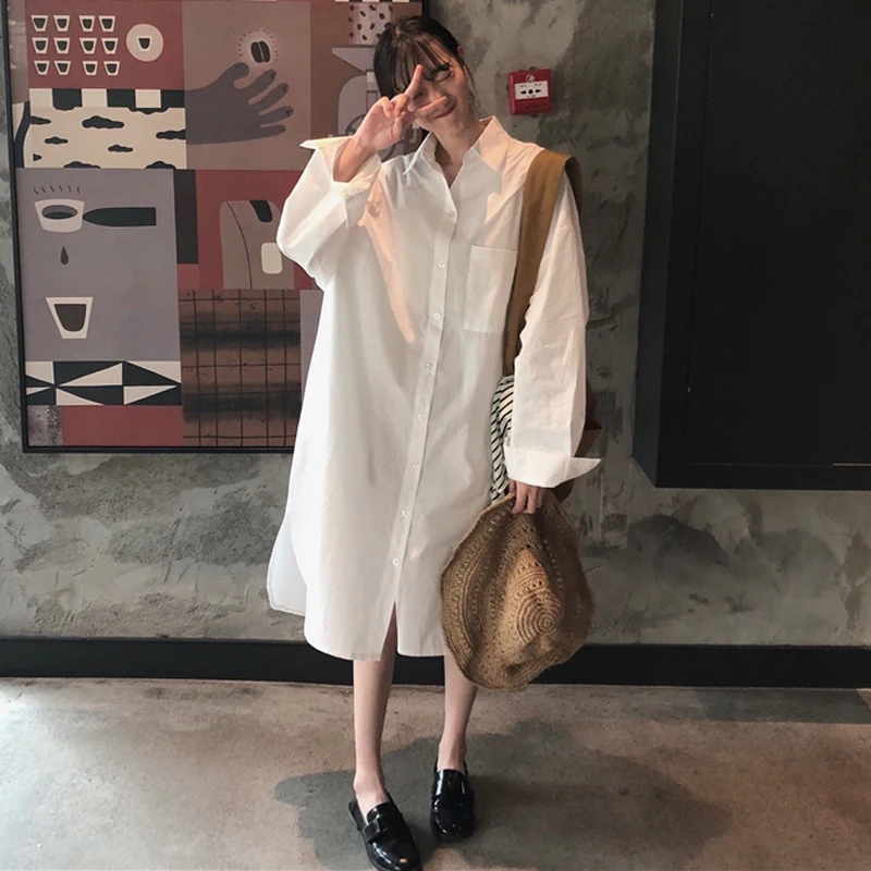 

2 Colors Mihoshop Ulzzang Korean Korea Women Fashion Clothing Loose Bat Sleeve White Boyfriend Preppy Shirt