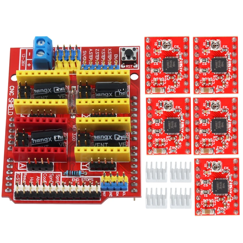 3d принтер комплект материнской платы A4988 драйвер щит с ЧПУ Плата расширения+ UNO R3 CH340+ a4988/8825 водитель