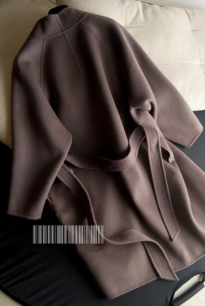 Двусторонняя шерстяная ткань, женское модное пальто, одноцветная версия кокон с широкой талией, S/M/L, и розничная