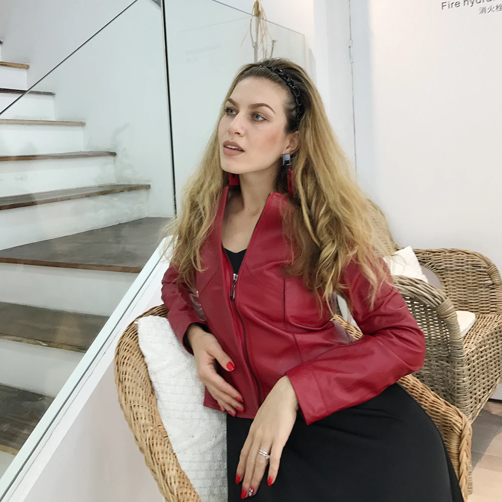 EIFURKOP Motor Storm стиль натуральная кожа куртка женская тонкая натуральная овечья кожа пальто на молнии Женское пальто
