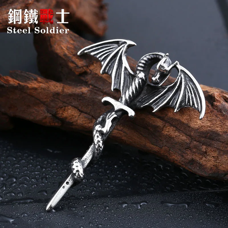 

Steel soldier popular Big Winged Dragon Pendant Necklace High Quality Stanless Steel Necklace