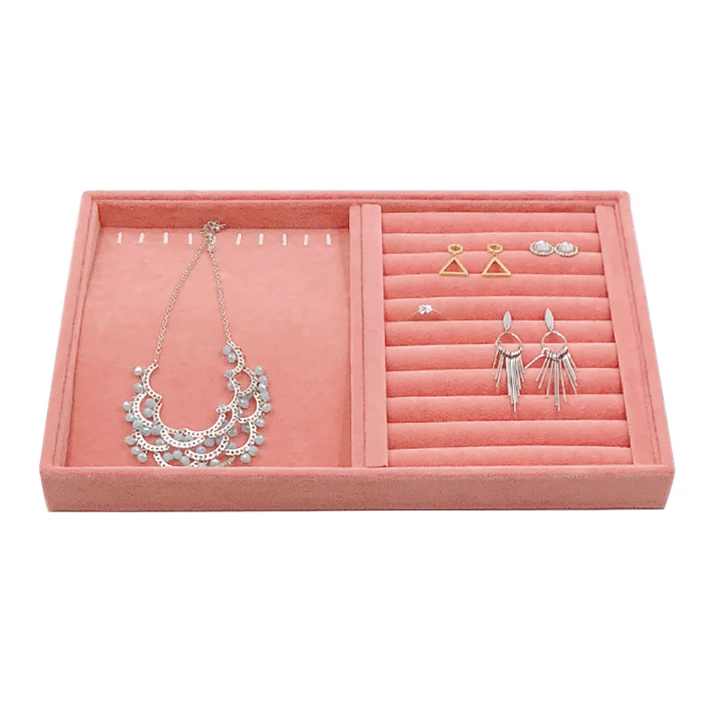 Velvet Ring Earrings Display Tray Slot Fashion Jewelry Cufflinks Organizer Holder Case Box Showcase Ring Earring Jewelry Display