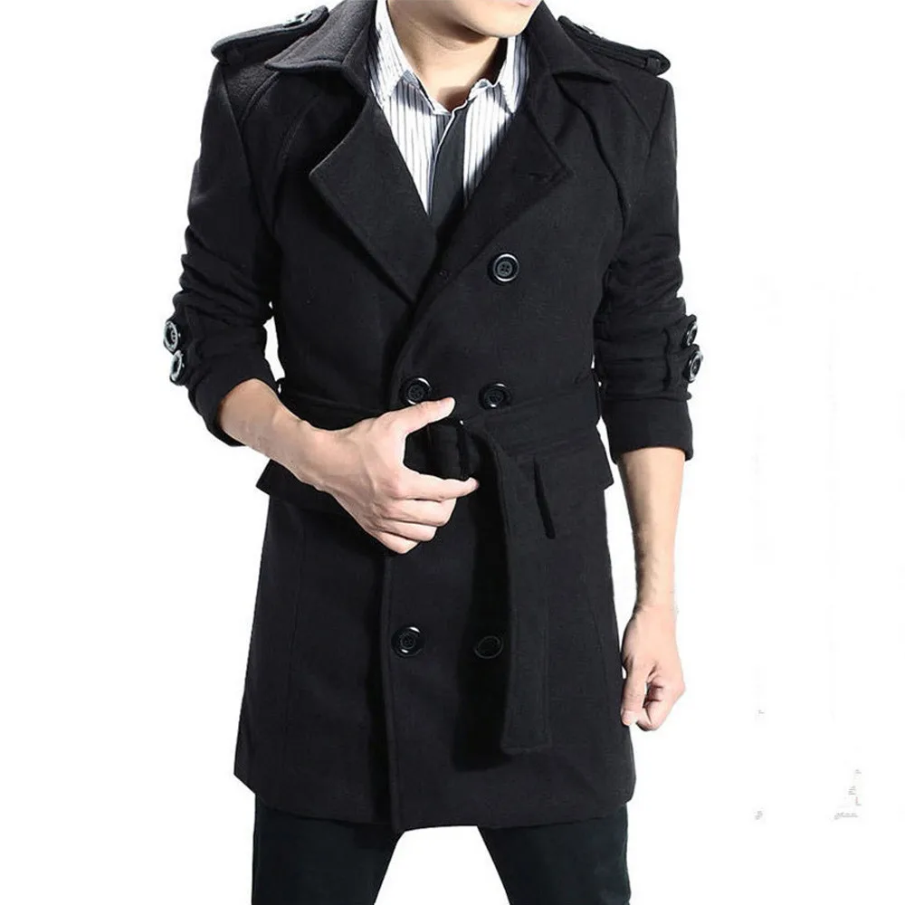 

2019 Warm Winter Trench Long Outwear Button Smart Coat Overcoat Men Simplicity Praty Outwear Outwear Clothes Erkek Mont 10