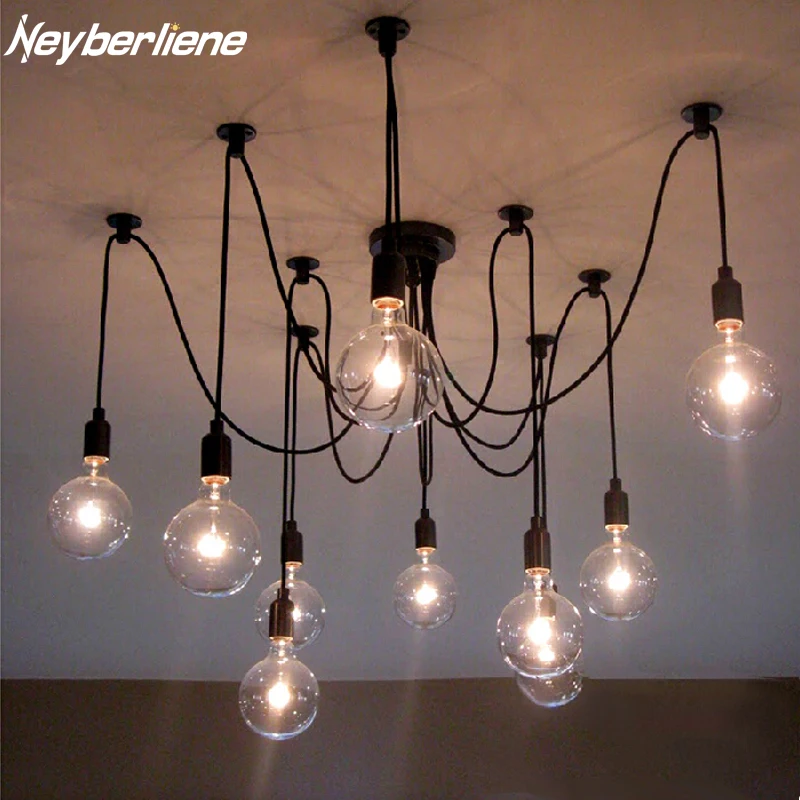 

Chandelier Lighting Lustre Vintage Loft Antique Adjustable Spider DIY E27 Lamp Ceiling Luminaire Fixture Home Lighting Kitchen