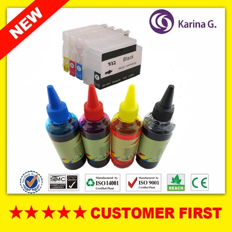 

1Set Refillable Ink Cartridge for hp 932 HP932 HP933 + 1 set 400ml Dye ink suit For HP Officejet 7110 7610 6600 6700 6100 7612