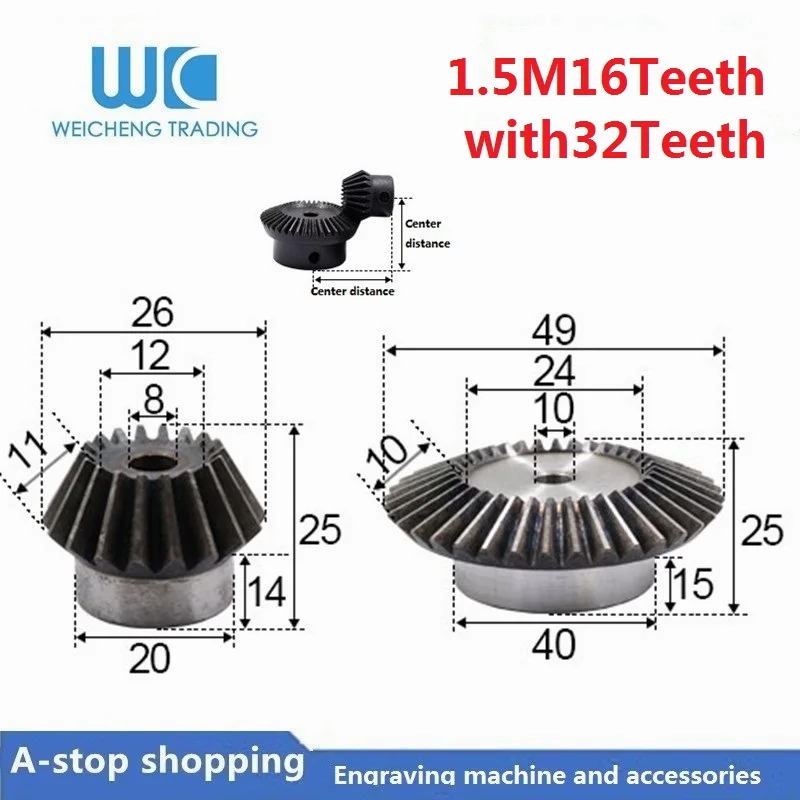 2 шт. 1:2 коническая шестерня 1,5 модуль 16 зубчатое отверстие 8 мм+ 32 зубчатое отверстие 10 мм 90 градусов привод коммутации стали шестерни s