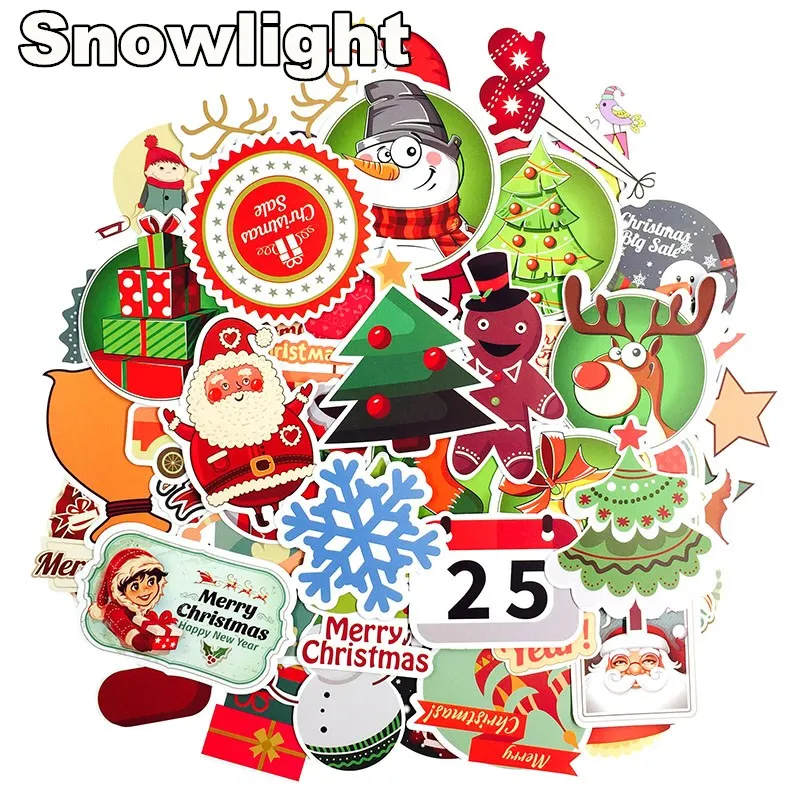 100 Pcs Christmas Cartoon Stickers For Car Notebook Laptop Showcase Cookies Sticker Toys for Children Decoration New Year Gifts