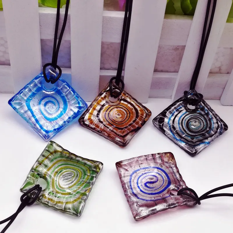 Free Shipping Wholesale Hot Fashion 10Pcs Mix Color square Lampwork