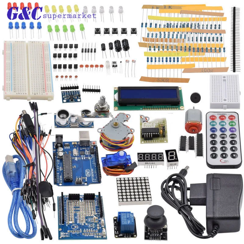 

Starter Kit UNO R3 mini Breadboard LCD jumper wire button for Arduino compatile