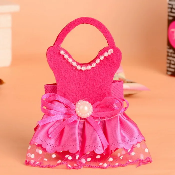 

New Arrival Pink and Red Wedding Candy Box Wedding Dress Design Favor Bag 24pcs