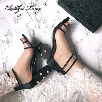 

ElisabetTang Shoes Women Summer Sandals For Ladies Party High Heels Sexy Open Toe Red Heel Wedding Shoes Black High Heels Sandal