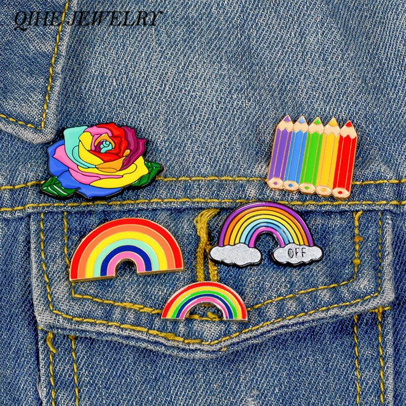 

QIHE JEWELRY Brooches and pins Rainbow pin Badges Lapel pin Rainbow jewelry Brooches for women Brooch jewelry Gift