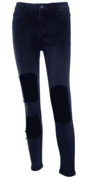 De Vertical Mujeres Ribete Negro Pantalones Otoño Dv192 Lápiz Agujero Mujer Alta Las Elástico Cintura Highstreet IwUAx
