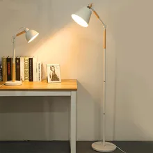 Wood Metal Living room Led Floor Lamp Study Floor Light Bedroom Bedside Standing Lamp Reading Lamp Rotatable E27 Bulb 110/220V