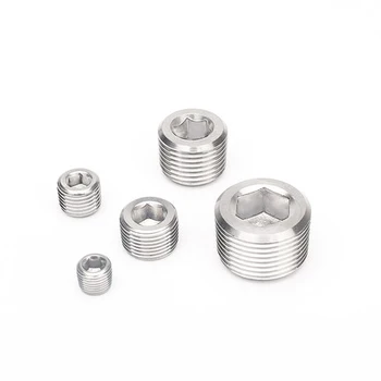 

5pcs 1/16 1/8 1/4 3/8 allen screws inner hexagon bolt oil plug NPT outer wire plugging blocking head bolts 304 stainless steel