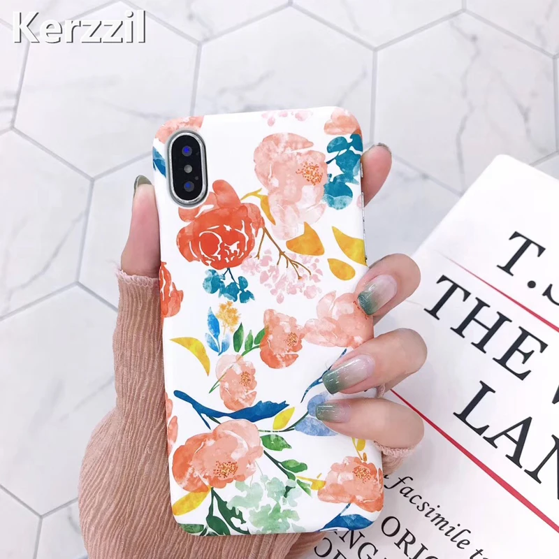 Kerzzil винтажный цветочный чехол для телефона iPhone 7 8 6 6s Plus яркие Цветочные Матовые