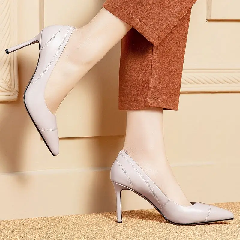 ALLBITEFO genuine leather super high heel shoes casual fashion comfortable women heels high heel shoes zapatos mujer tacon ALLBITEFO genuine leather super high heel shoes casual fashion comfortable women heels high heel shoes zapatos mujer tacon