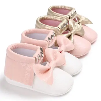 

Toddler Baby Girl Crib Shoes Infant Bowknot Soft Sole Prewalker Sneakers 0-18M Wear-Resistant Moisture Wicking Slip-Resistant
