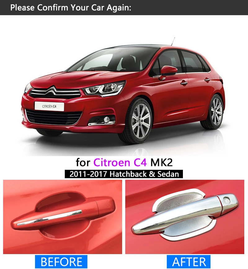 Для Citroen C4 MK2 2011- Хромированная ручка Накладка набор C4L 2012 2013 автомобильные аксессуары наклейки для стайлинга автомобилей