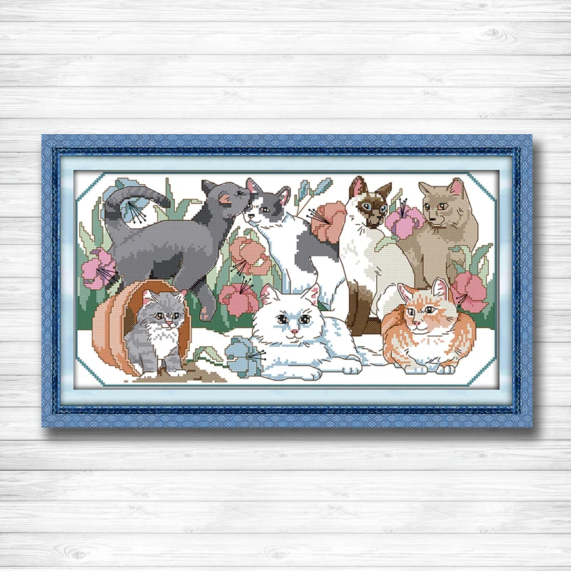 

The cat party painting dmc 14CT 11CT counted cross stitch kits embroidery set Needlework Set chinese cross stitch Home decor