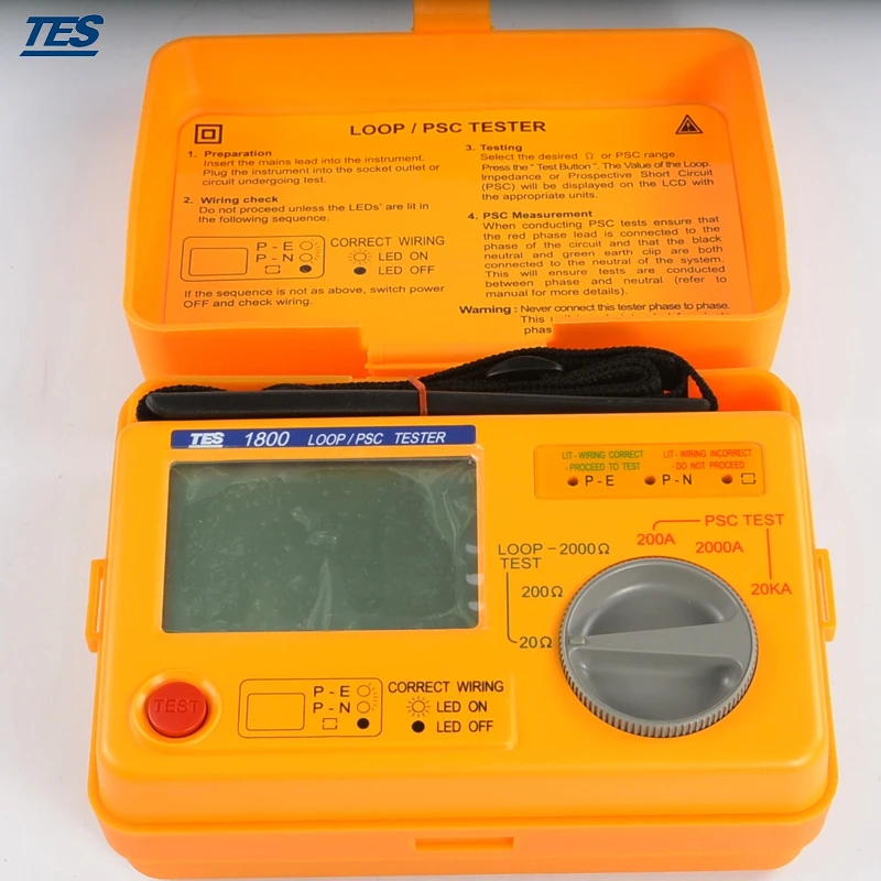 

TES-1800A PSC Resistance Tester 0.01 W 3 Digit LCD Display Loop Impedance Anticipation Ahort-circuit Current Tester