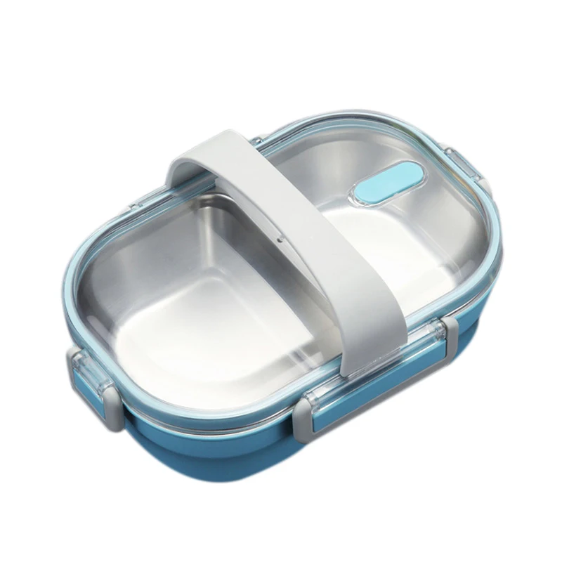 

Portable Lunch Box Children'S School Metal Bento Box Kitchen Leakproof Food Container Food Box Blue Plastic +Stainless Steel