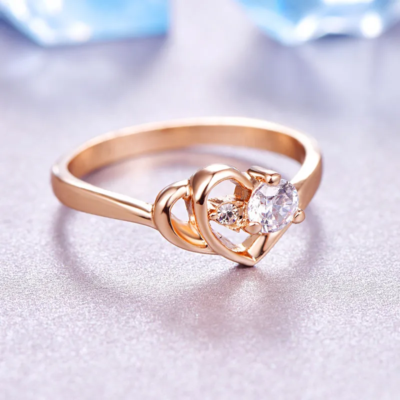 MOONROCY,, ювелирные изделия, кубический цирконий, розовое золото, свадебные из австрийского хрусталя, кольца, модное кольцо в форме сердца для женщин, подарок