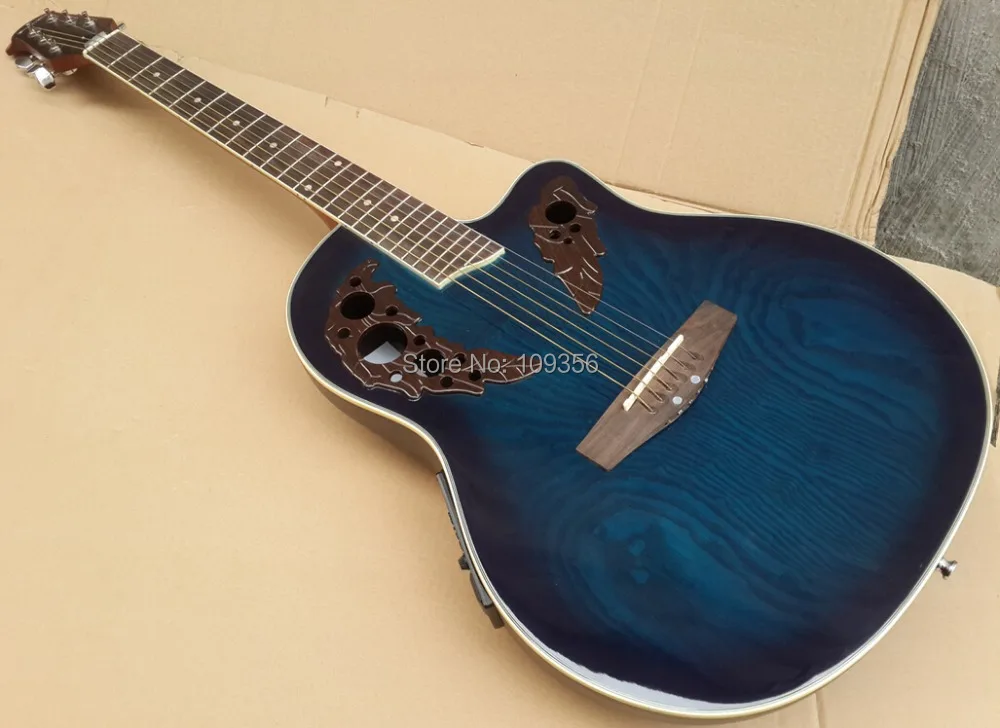 Синий цвет круглая спина овации Электрический акустической гитары с бесплатным