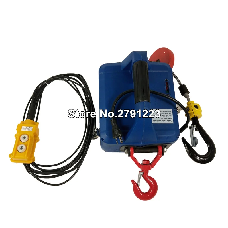 

110V Wire-controlled Electric Hoist 450KGX7.6M Portable Household Electric Winch