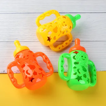 

1Pcs Creative Plastic Hollow Baby Rattle Whistle Feeding Bottle Shape Toy Early Development Toy Random Color Durable