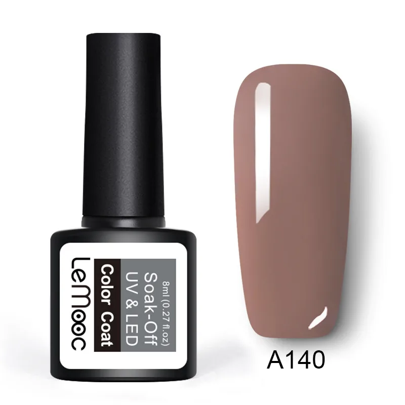 LEMOOC 8 мл коричневый серии гель лак для ногтей полу Перманентный замочить от УФ/светодио дный гель для ногтей чистый цвет дизайн ногтей лак 24 цвета - Цвет: A140