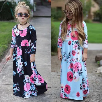 

ARLONEET 2019 newst baby dress Fashion Toddler Baby Girl Kids 3/4 Sleeve Floral Pleated Casual Princess Long Maxi Dress Z0208