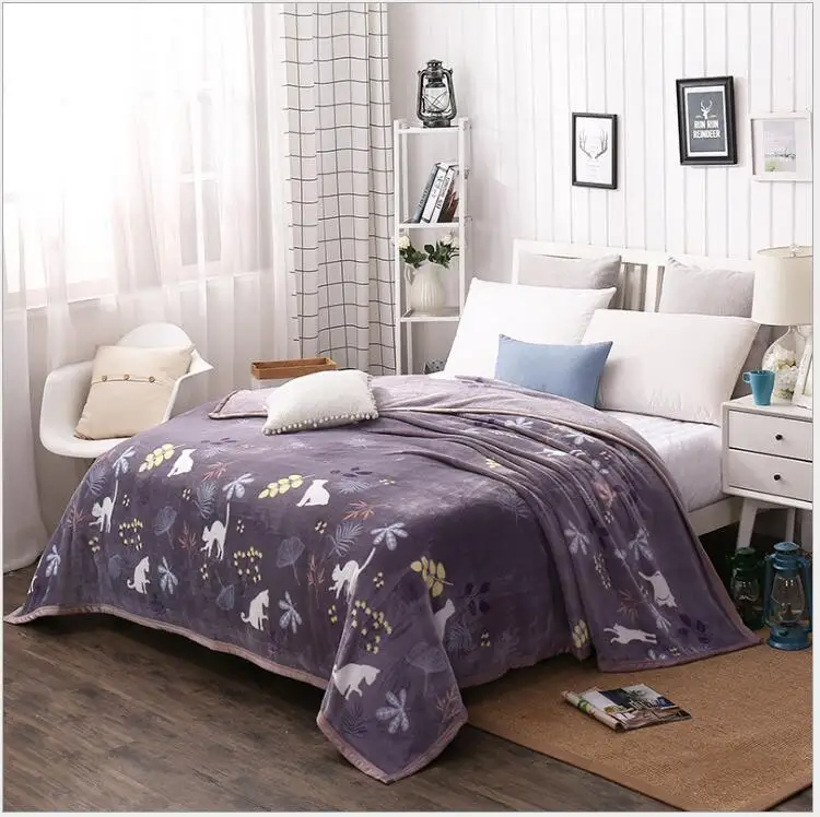 Buy chinese style flower& plaid print Blankets Fleece