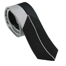 Coachella Галстуки Черные половинные серебряные полосы панели дизайн шейный платок из микрофибры тощий галстук 6 см