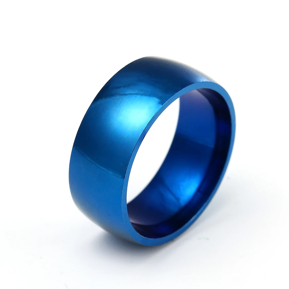 

8MM Blue Stainless Steel Rings for Men and Women