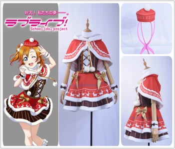 

Anime Love live Cosplay Costume Awakening Kousaka Honoka Red Claok Sexy Sleeveless Mini Skirt Girl Dress Armlet Hat
