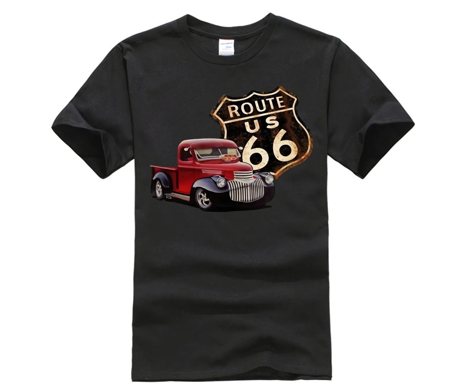 

Route 66 Vintage Car T Shirts XXXL Custom Short Sleeve Clothes Popular Funny Cotton T Shirts